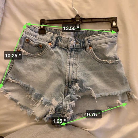 Zara Denim Cutoff Shorts Frayed Distressed High Rise Jeans Shorts Women's US 6 - Picture 5 of 5